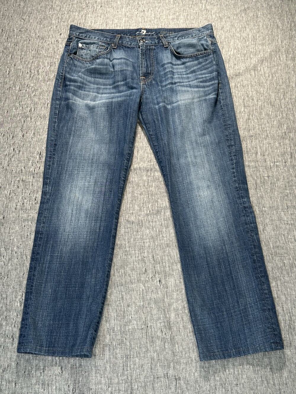 7 For All Mankind Carsen Jeans Mens 34x29 Relaxed Straight Fit Cotton Hemmed